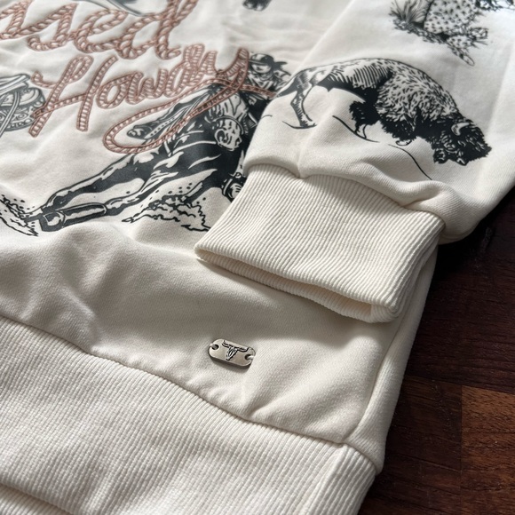 Lucky & Blessed Western Theme Sweatshirt - White and Black - Picture 4 of 5